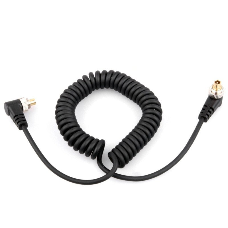 BY-110 30-100cm Spring Cable Male to Male PC to PC Sync Cable Cord for Flash Speedlite