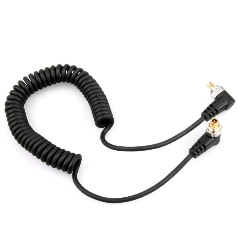 BY-110 30-100cm Spring Cable Male to Male PC to PC Sync Cable Cord for Flash Speedlite