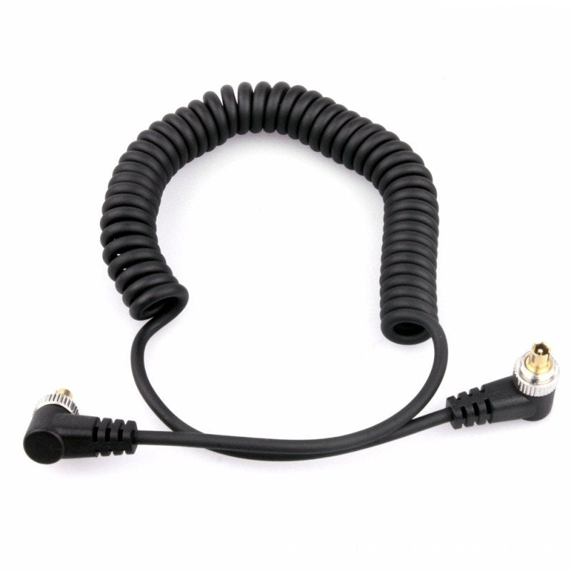 BY-110 30-100cm Spring Cable Male to Male PC to PC Sync Cable Cord for Flash Speedlite