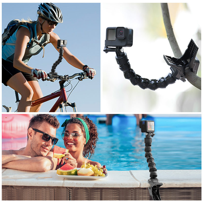 Uniqkart Go-Quick ?Eco Series Jaws Flex Clamp Mount Magnetic Quick Release Gooseneck Mount Compatible with Phone, GoPro, DJI Osmo Action Camera