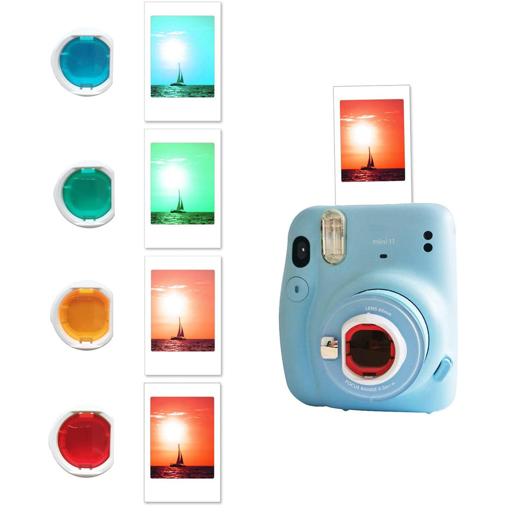 12-in-1 Instant Camera Accessories Kit for Fujifilm Instax Mini 11, Includes Bag, Album for Collecting / Displaying Photos - Blue