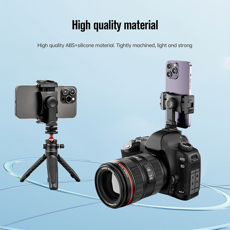 Uniqkart 1111323 Double Cold Shoe 360 Degree Rotation Phone Clamp Holder with 1 / 4 Inch Screw