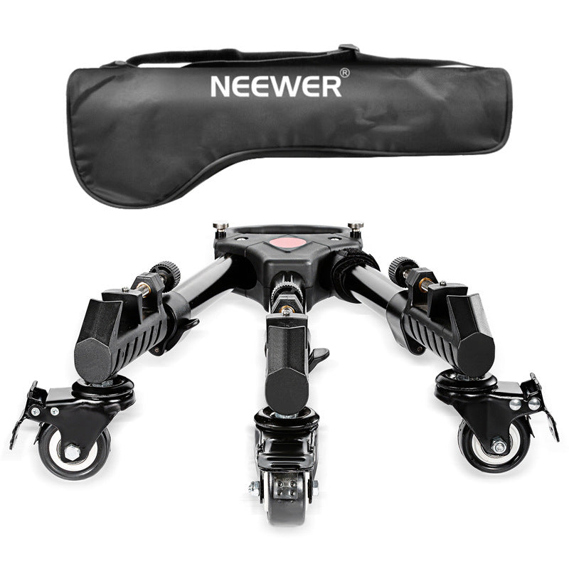 Uniqkart NW-600 Middle Size Aluminum Alloy Stretchable Pulley Photography Tripod Mute 3 Wheels Pulley Base