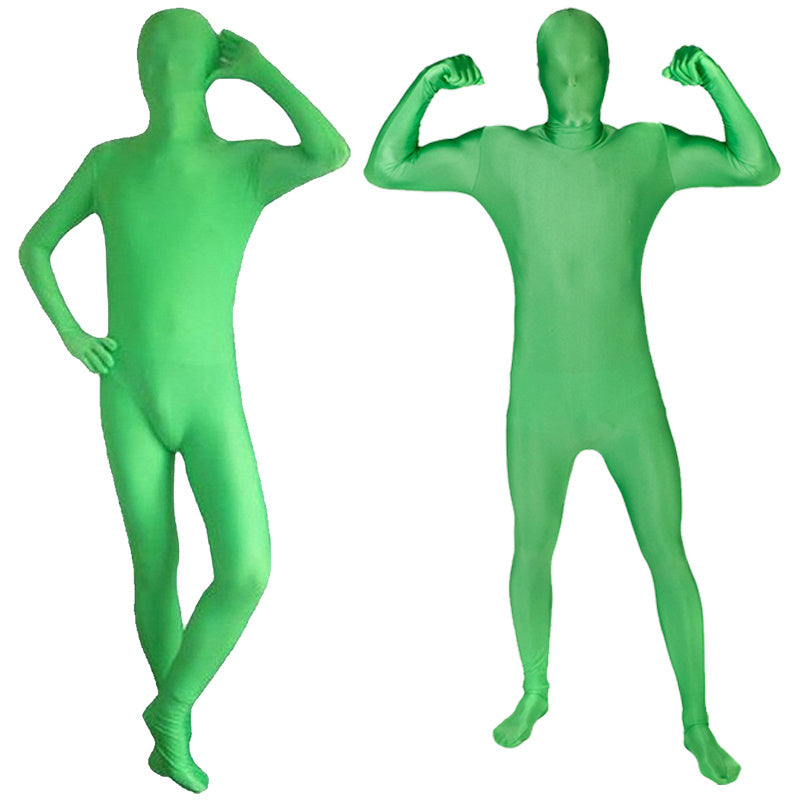 Uniqkart PSD2EA One-Piece Chromakey Body Suit Green Bodysuit Unisex Spandex Disappearing Man Costume - Green / 180cm