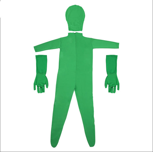 Uniqkart PSD2EA Separated-Type Chromakey Bodysuit Gloves Head Cover Hood Invisible Effect Costume - Green / 180cm