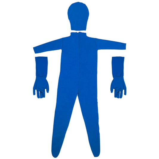 Uniqkart PSD2EA Separated-Type Chromakey Bodysuit Gloves Head Cover Hood Invisible Effect Costume - Blue / 180cm