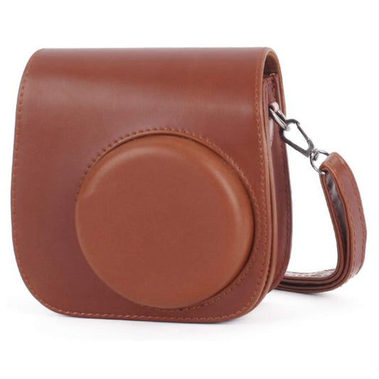 Uniqkart for Fujifilm Instax Mini 12  /  11  /  9  /  8 Carrying Case Shockproof PU Leather Cover Camera Shoulder Bag with Strap - Brown