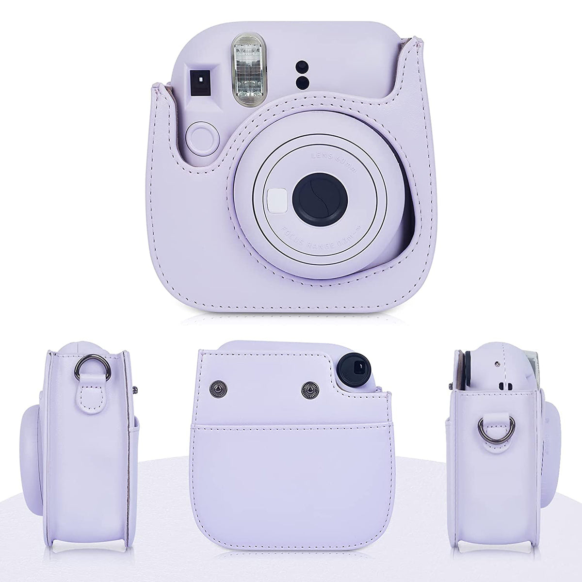 Uniqkart for Fujifilm Instax Mini 12 / 11 / 9 / 8 PU Leather Camera Case Cover Shoulder Bag with 3-inch Album - Purple