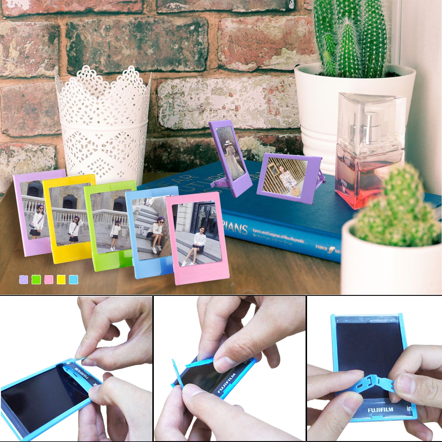 for FujiFilm Instax Mini 12 / 11 / 9 / 8+ / 8 10-in-1 Colorful Bundle Kit Accessories Includes Photo Album, Hang Frames, Border Stickers - Green Flowers