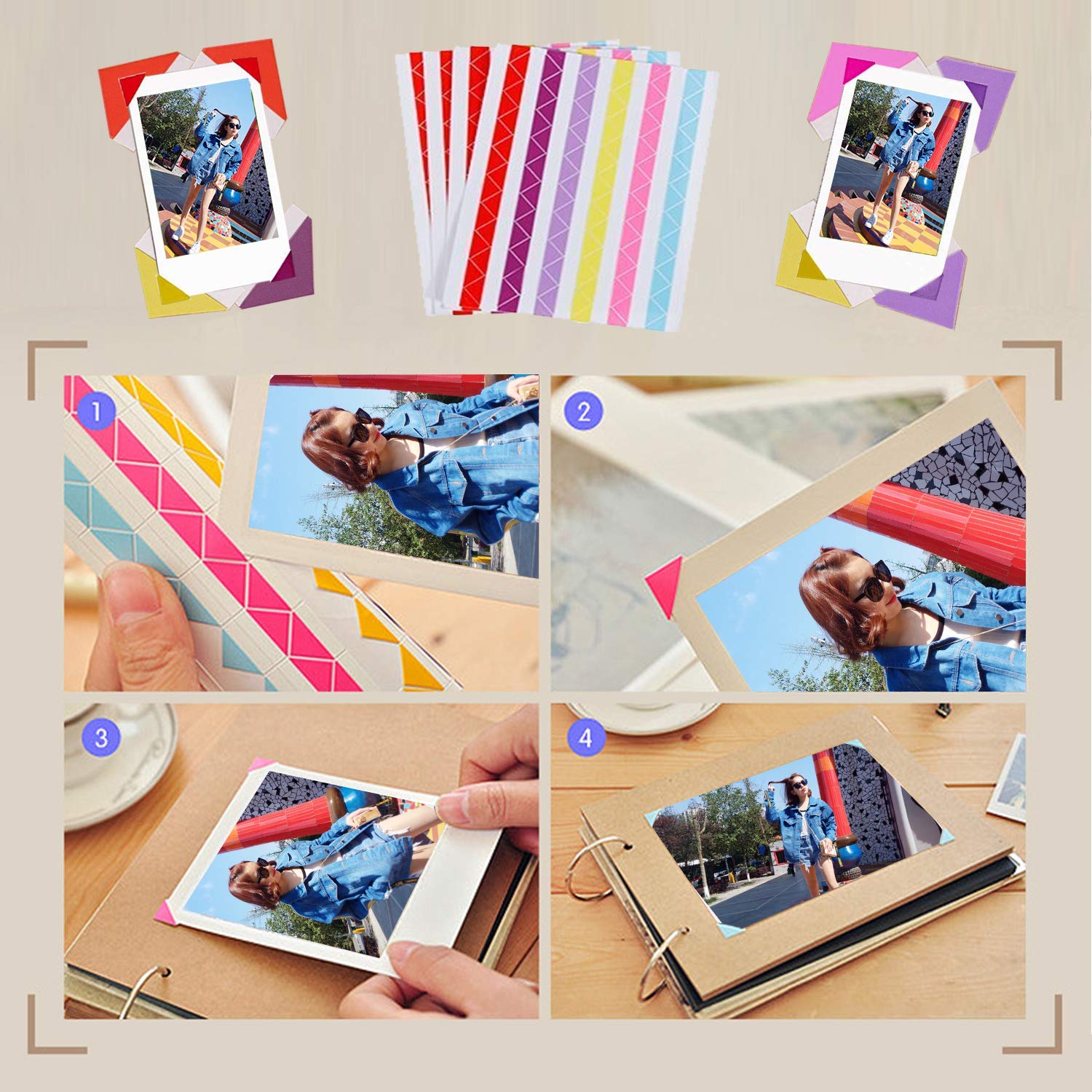 for FujiFilm Instax Mini 12 / 11 / 9 / 8+ / 8 10-in-1 Colorful Bundle Kit Accessories Includes Photo Album, Hang Frames, Border Stickers - Green Flowers