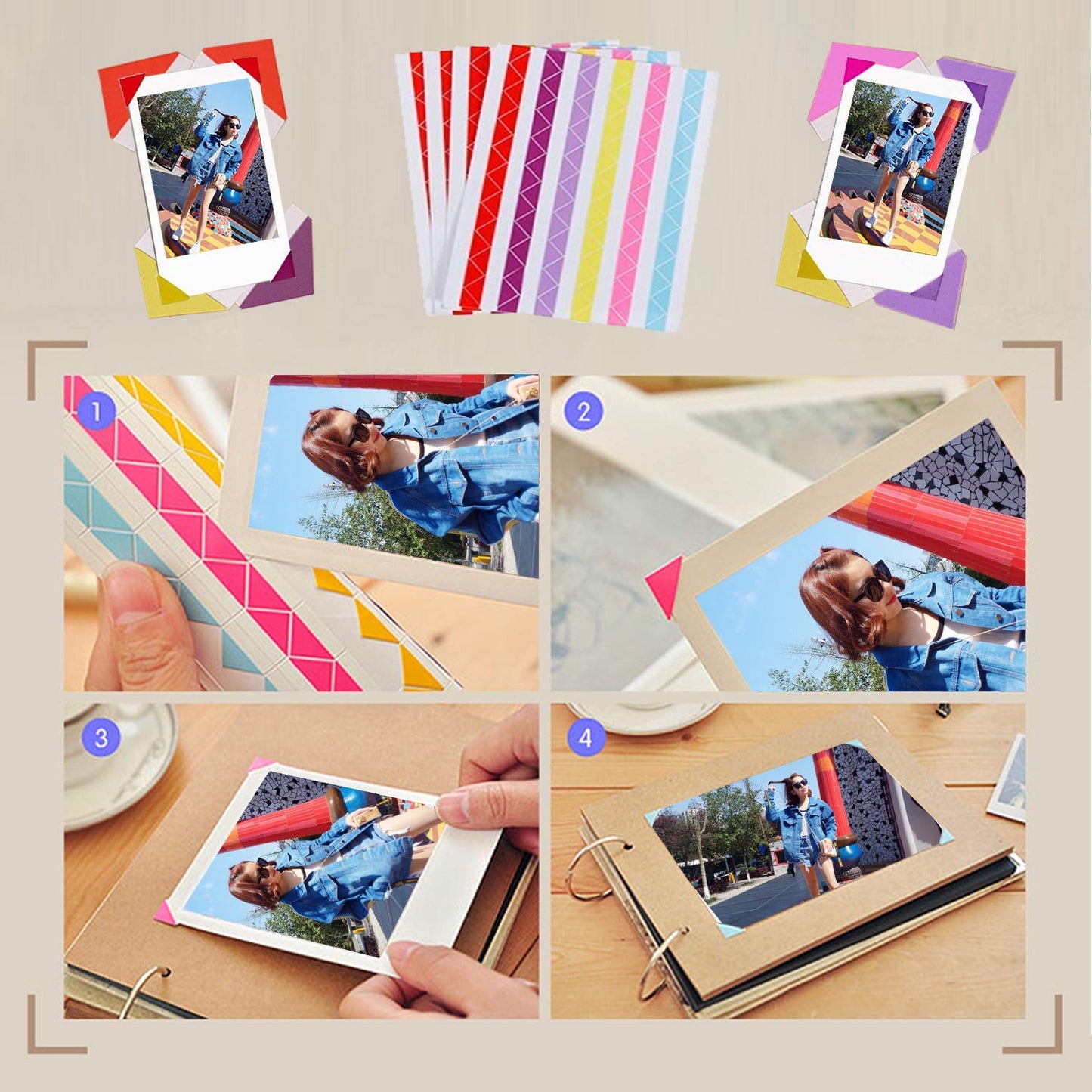 Uniqkart for FujiFilm Instax Mini 12 / 11 / 9 / 8+ / 8 10-in-1 Colorful Bundle Kit Accessories Includes Photo Album, Hang Frames, Border Stickers - Oil Paint