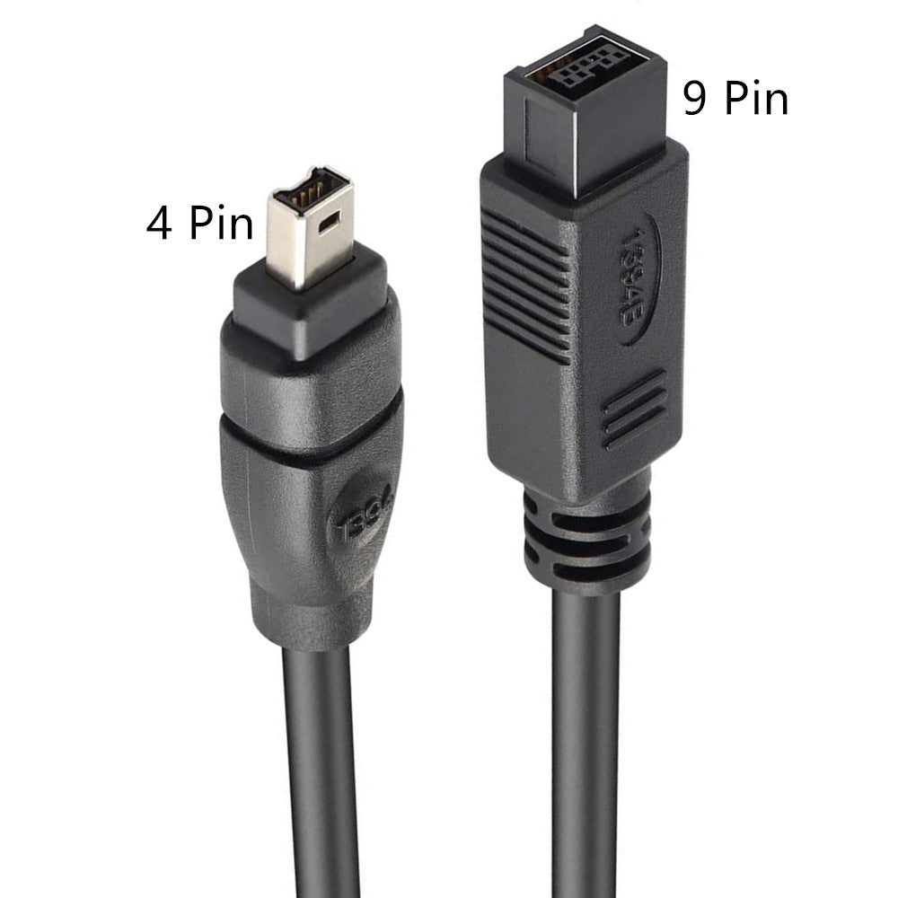 Uniqkart 1.8m IEEE 1394 FireWire 800 9Pin to 400 4Pin Data Cable Adapter for MacBook Camera
