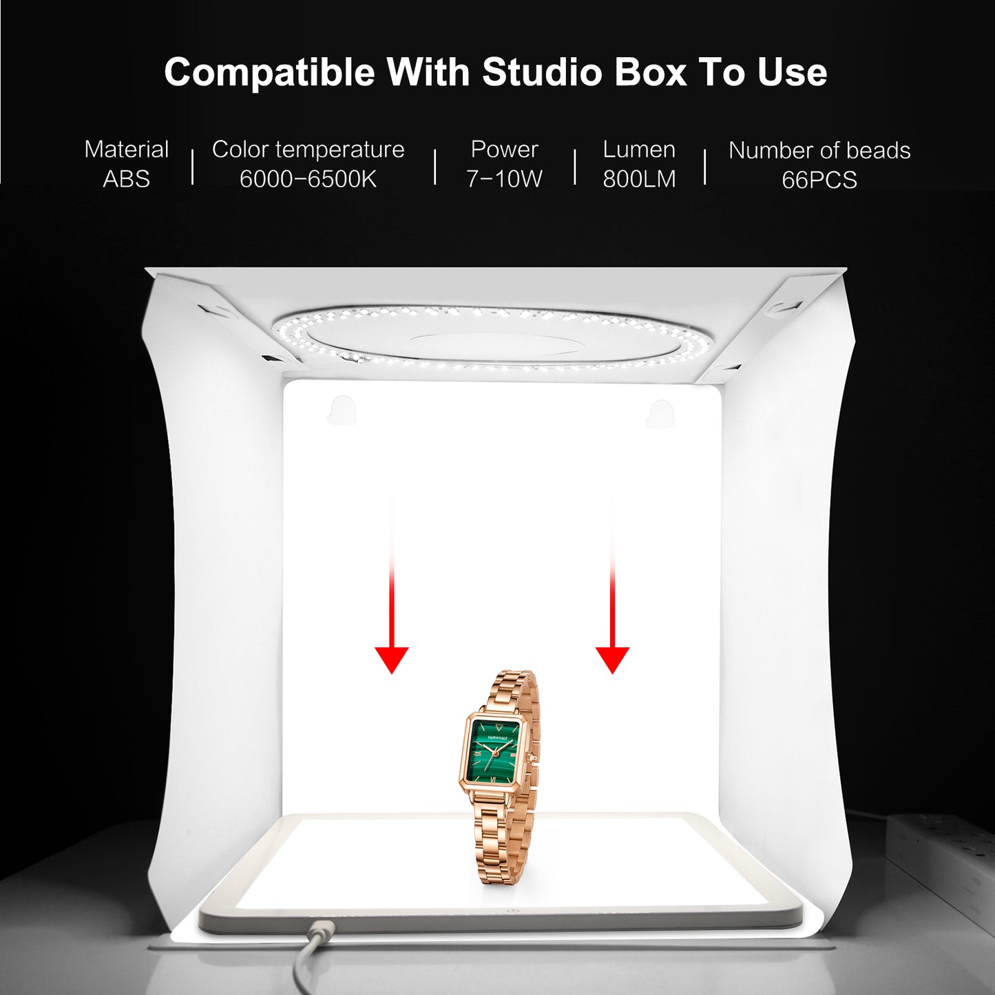 Puluz PU5131W 20cm Photography Shadowless Bottom Light Lamp Panel for Photo Studio Shoot Tent Box