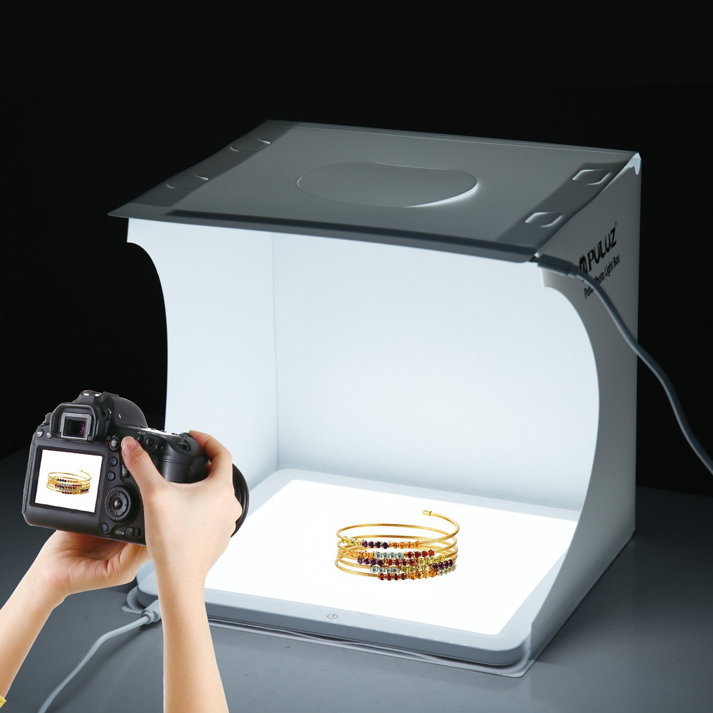Puluz PU5131W 20cm Photography Shadowless Bottom Light Lamp Panel for Photo Studio Shoot Tent Box