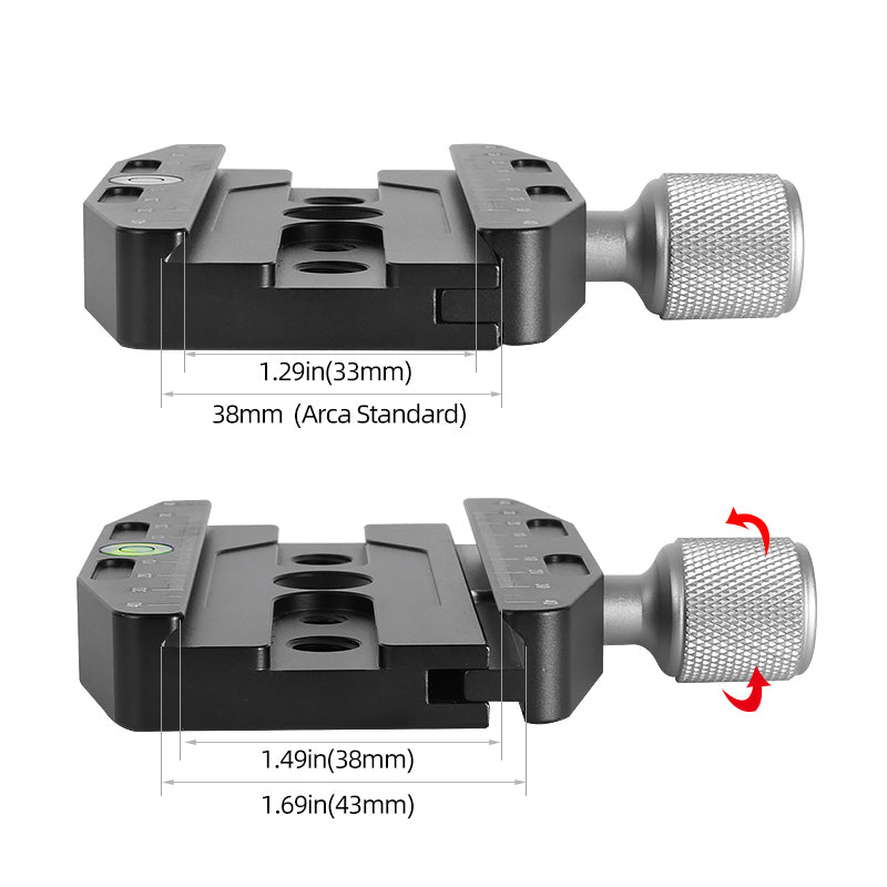 QR-110N Quick Release Tripod Mount Base Gimbal Clamp Adapter with 3x3 / 8inch, 4x1 / 4inch for Universal SLR Camera