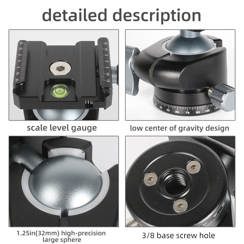 Uniqkart LH-32 360-Degree Rotating Camera Gimbal Panoramic Damping SLR Camera Stabilizers with Low Centre Gravity, Load 8Kg