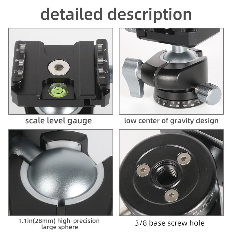 Uniqkart LH-28 360-Degree Rotary Camera Stabilizers Panoramic Damping SLR Camera Gimbal, Low Centre Gravity, Load 6Kg