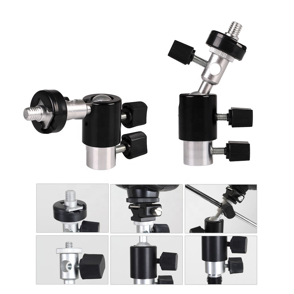 E003 Photography Reflector Holder Photo Video Studio 1 / 4&quot; Metal Light Mount Adapter with Umbrella Hole