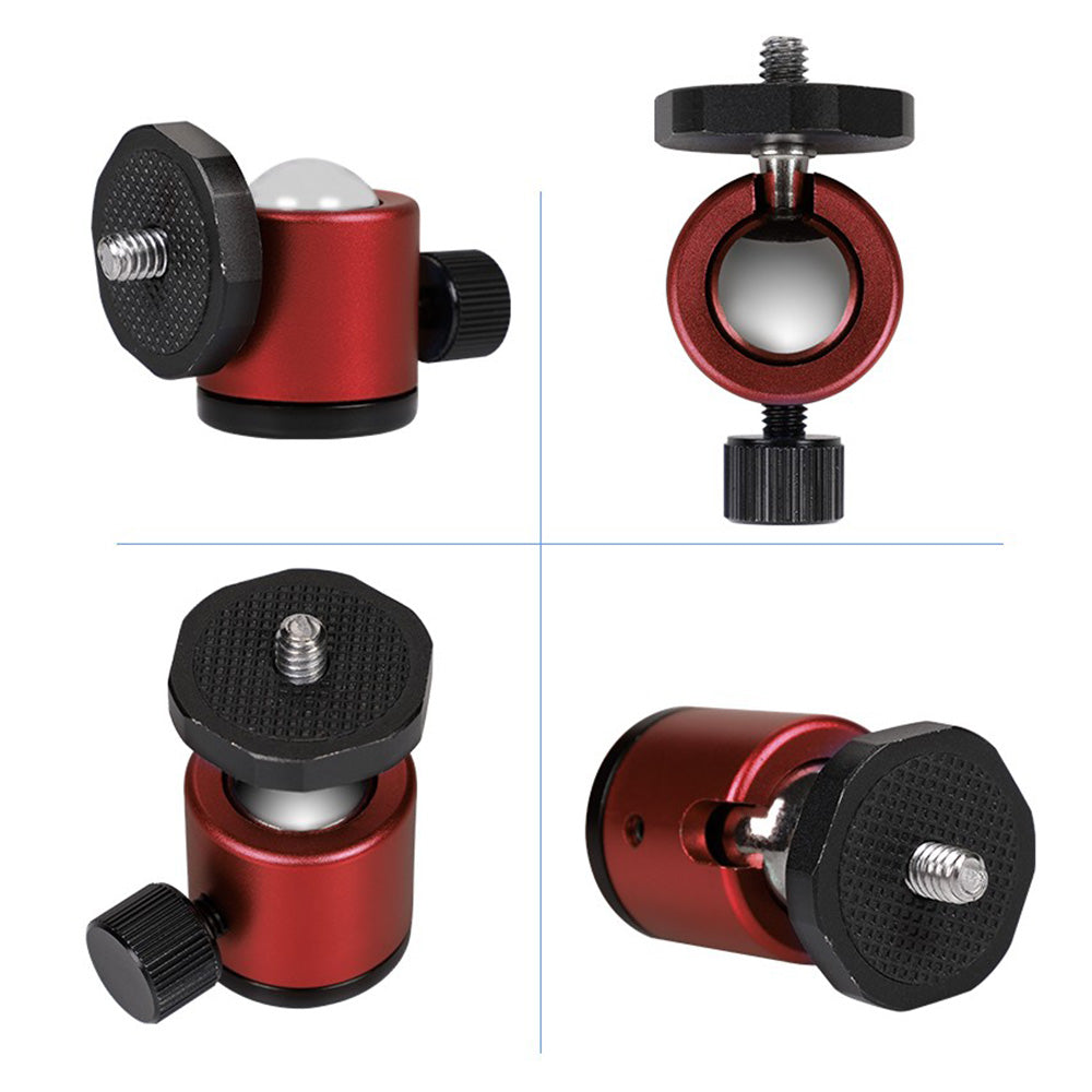 I013 360 Degree Rotation 1 / 4&quot; Swivel Mini Ball Head Tripod Mount for DSLR Camera Camcorder - Red