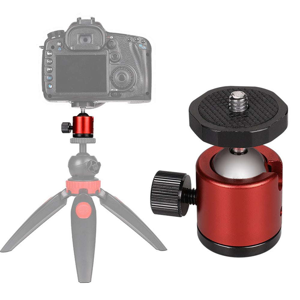 I013 360 Degree Rotation 1 / 4&quot; Swivel Mini Ball Head Tripod Mount for DSLR Camera Camcorder - Red