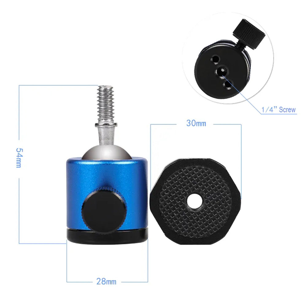 I013 360 Degree Rotation 1 / 4&quot; Swivel Mini Ball Head Tripod Mount for DSLR Camera Camcorder - Red