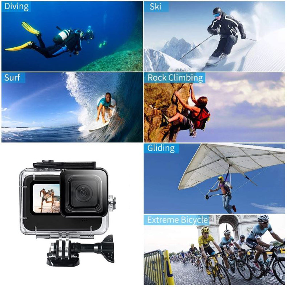 Uniqkart for GoPro Hero 9 / 10 / 11 Clear Design Waterproof Acrylic+Tempered glass Housing Case Camera Underwater Diving Cover