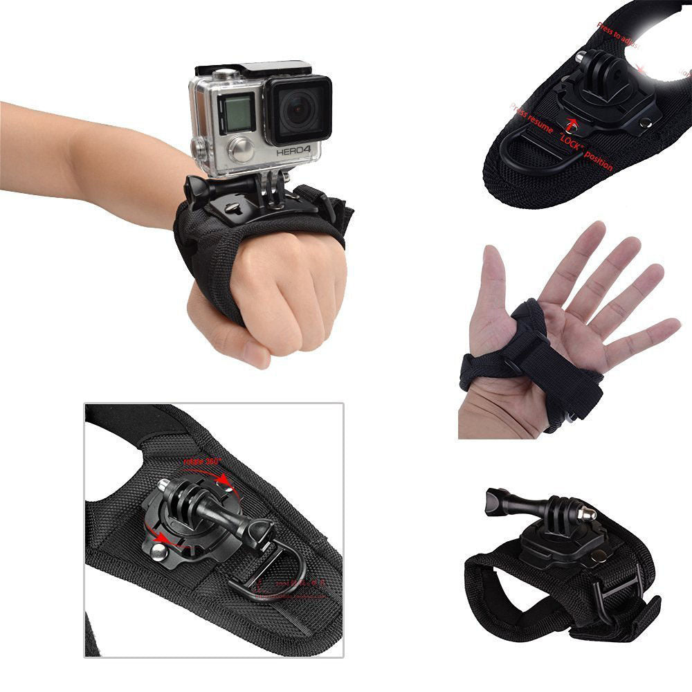 GP127L 360 Degrees Wrist Band Mount for GoPro Hero 5 / 4 / 3+ Action Camera Fist Adapter Belt