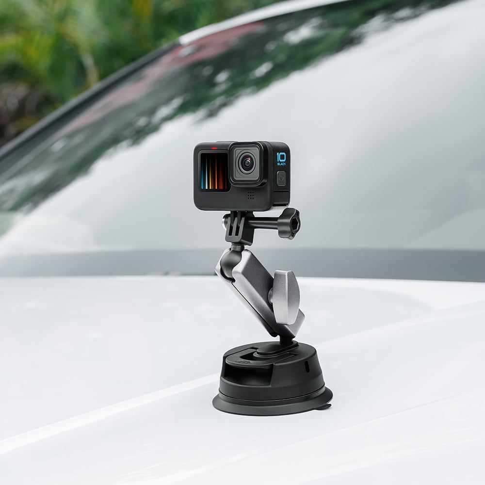Uniqkart for GoPro Action Camera Car Mount Sucker Bracket Aluminum Alloy + Nylon Camera Phone Holder Stand