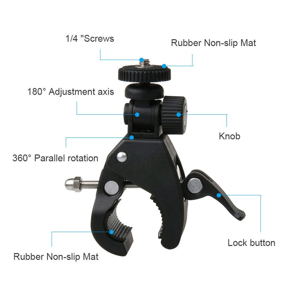 7035 Bike Bicycle Handlebar Mount Clamp 180 Degree Rotation Clip for GoPro Hero 10 9 8 7 6 5 4 3 Camera