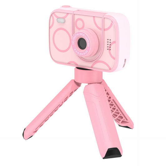 H19 2.4 inch Screen Children Camera 180-Degree Flip Camera Len with Tripod, Support 32G Memory Card - Pink