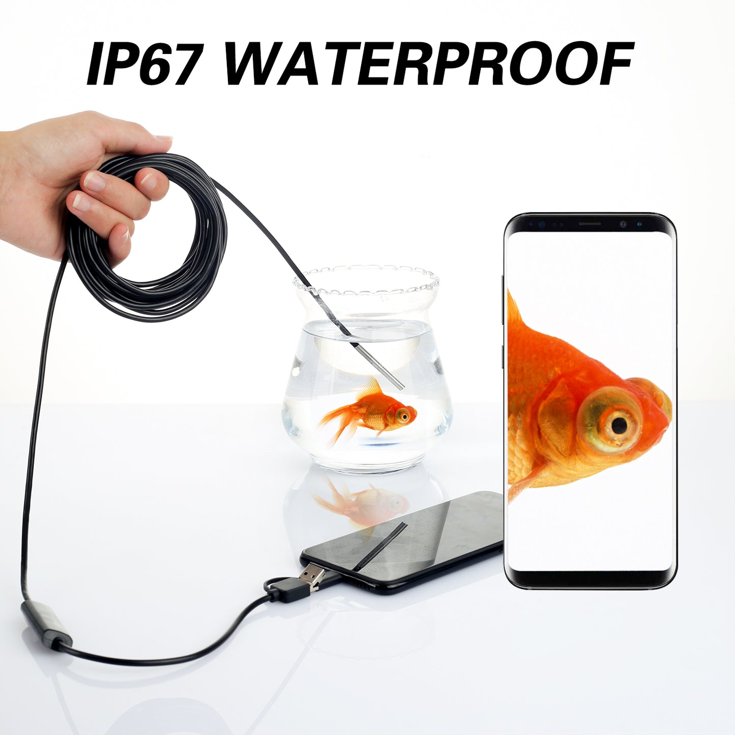 AN100 3-in-1 Endoscope Inspection Camera 3.9mm Snake Camera with 1M Semi-Rigid Cable