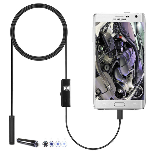 AN97 Endoscope Inspection Camera 8mm Snake Camera with 1M Semi-Rigid Cable for Android Smartphone