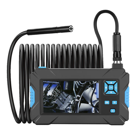 P30 Industrial Endoscope 5.5mm Handheld Borescope 8 LEDs 4.3inch 1080P HD Video Car Inspection Camera with 5M Semi-Rigid Cable - Blue