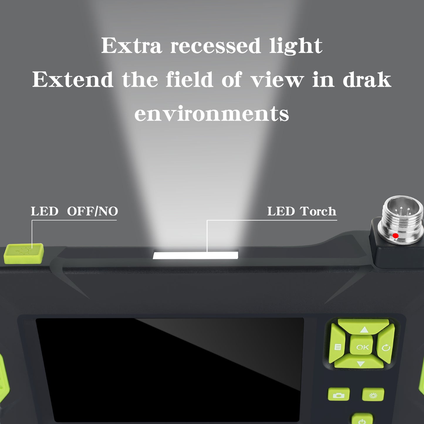 P30 5.5MM Inspection Camera Industrial Endoscope 4.3-inch Display Screen with 2M Semi-Rigid Cable - Green
