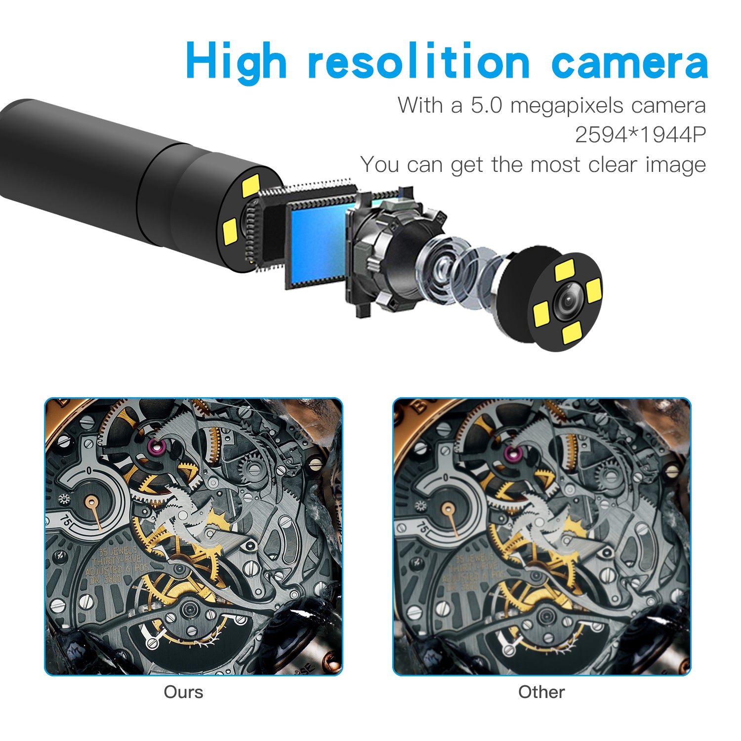 F230 Handheld WiFi Endoscopes Automatic Focusing 14mm Industrial Borescope with 2M Semi-Rigid Cable