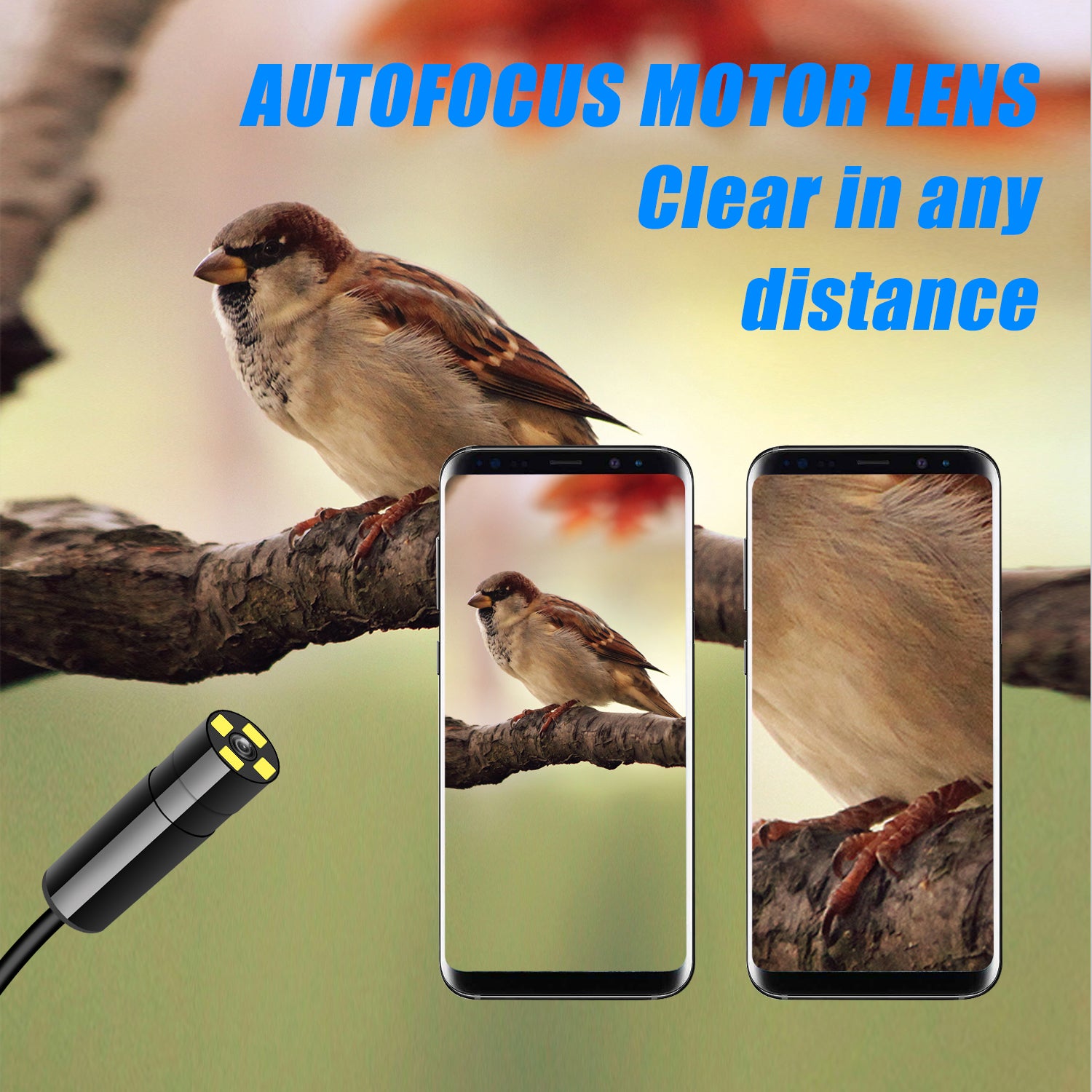 F230 Handheld WiFi Endoscopes Automatic Focusing 14mm Industrial Borescope with 2M Semi-Rigid Cable
