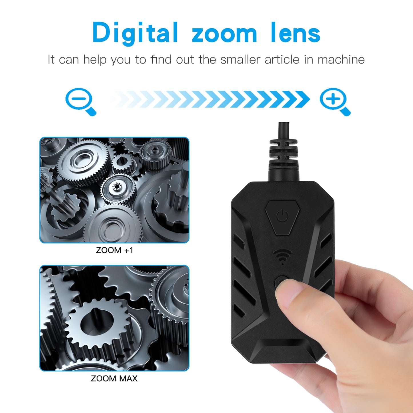 F230 Handheld WiFi Endoscopes Automatic Focusing 14mm Industrial Borescope with 5M Semi-Rigid Cable