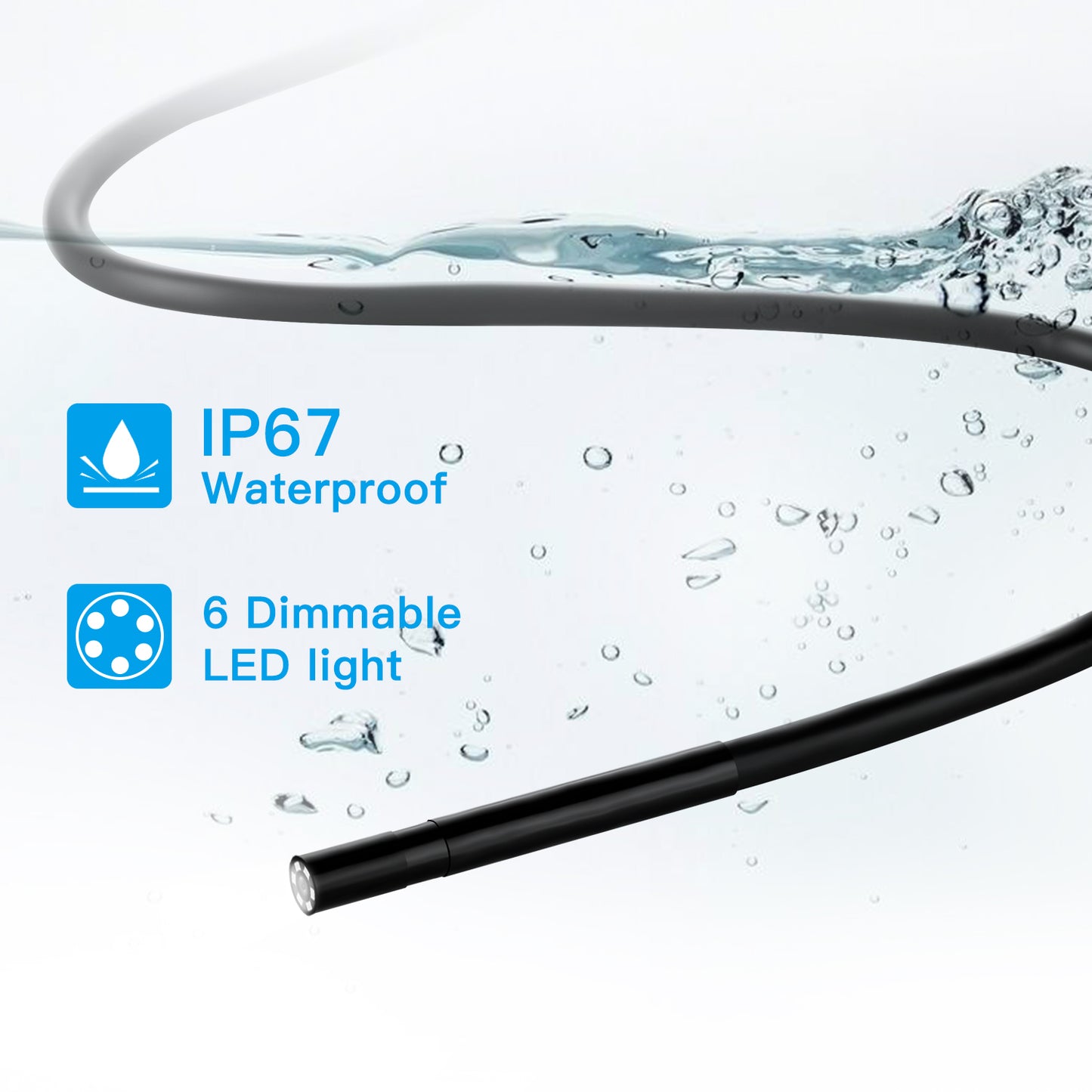 F220 5.5mm Industrial Endoscope WiFi Borescope Inspection Camera with 2M Semi-Rigid Cable
