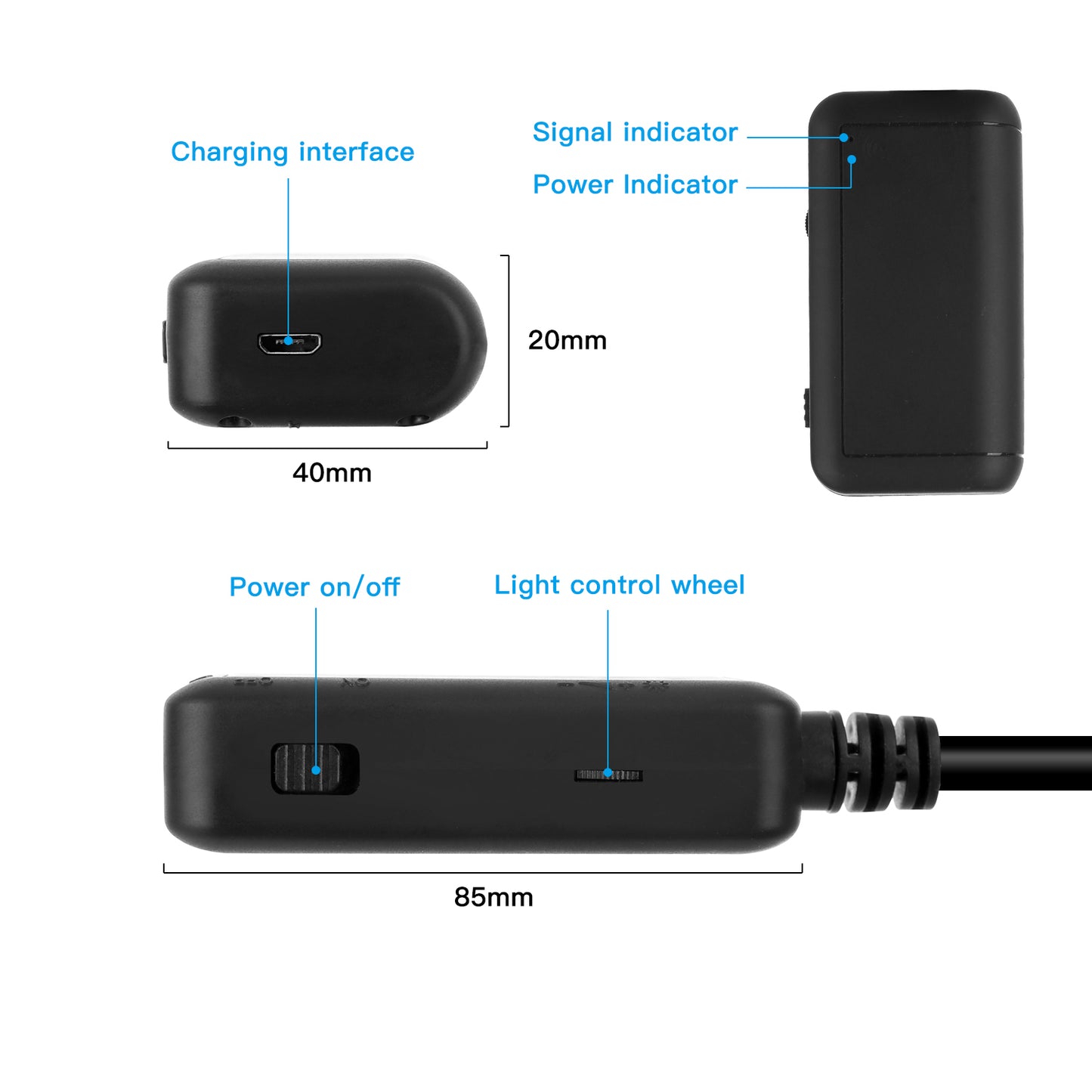 F220 5.5mm Industrial Endoscope WiFi Borescope Inspection Camera with 2M Semi-Rigid Cable