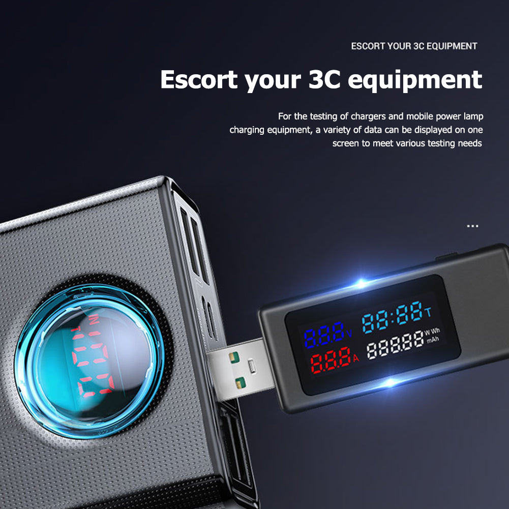 KWS-V30 6-in-1 USB Tester IPS Display DC Digital Voltage Power Timing Capacity Meter Detector - White