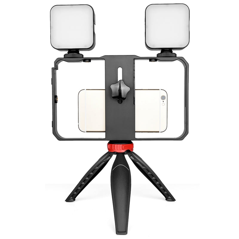 YELANGU PC203 Dual Handle Handheld Video Cage Stabilizer Kit with Tripod Phone Adjustable Stabilizer