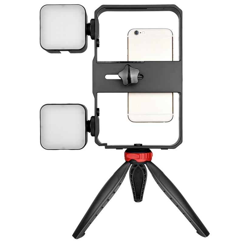 YELANGU PC203 Dual Handle Handheld Video Cage Stabilizer Kit with Tripod Phone Adjustable Stabilizer