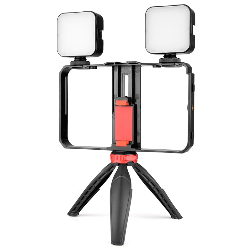 YELANGU PC203 Dual Handle Handheld Video Cage Stabilizer Kit with Tripod Phone Adjustable Stabilizer