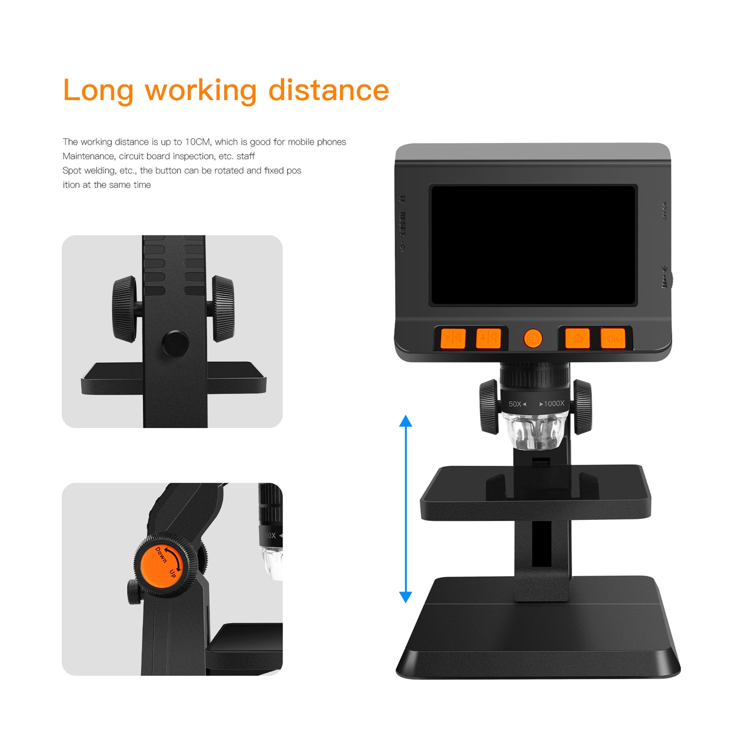 P110 4.3-inch Screen 1000X 8LED High-definition 1080P Rechargeable Digital Microscope Magnifying Glass