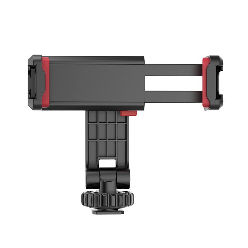 Uniqkart ST-06S Portable 360 Degrees Rotating Phone Holder Clip with Dual Cold Shoe Mount for Live Streaming Video Recording
