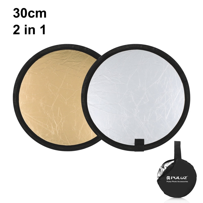 Puluz PU5103 2 in 1 Gold and Silver Reflector Board Collapsible 30cm Reflector Photography Tool