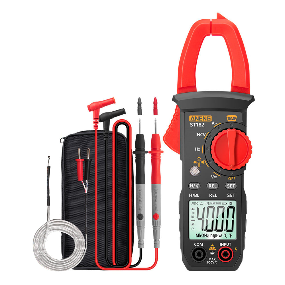 Aneng ST182 Digital Clamp Meter Multimeter DC/AC Current 4000 Counts Ammeter Voltage Tester Car Amp Hz Capacitance NCV Ohm Test Tool