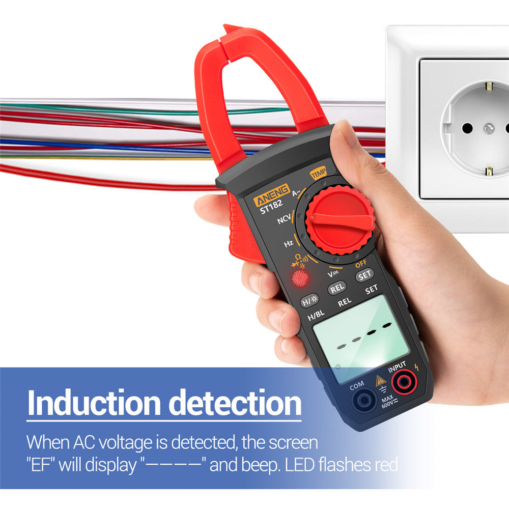 Aneng ST182 Digital Clamp Meter Multimeter DC/AC Current 4000 Counts Ammeter Voltage Tester Car Amp Hz Capacitance NCV Ohm Test Tool