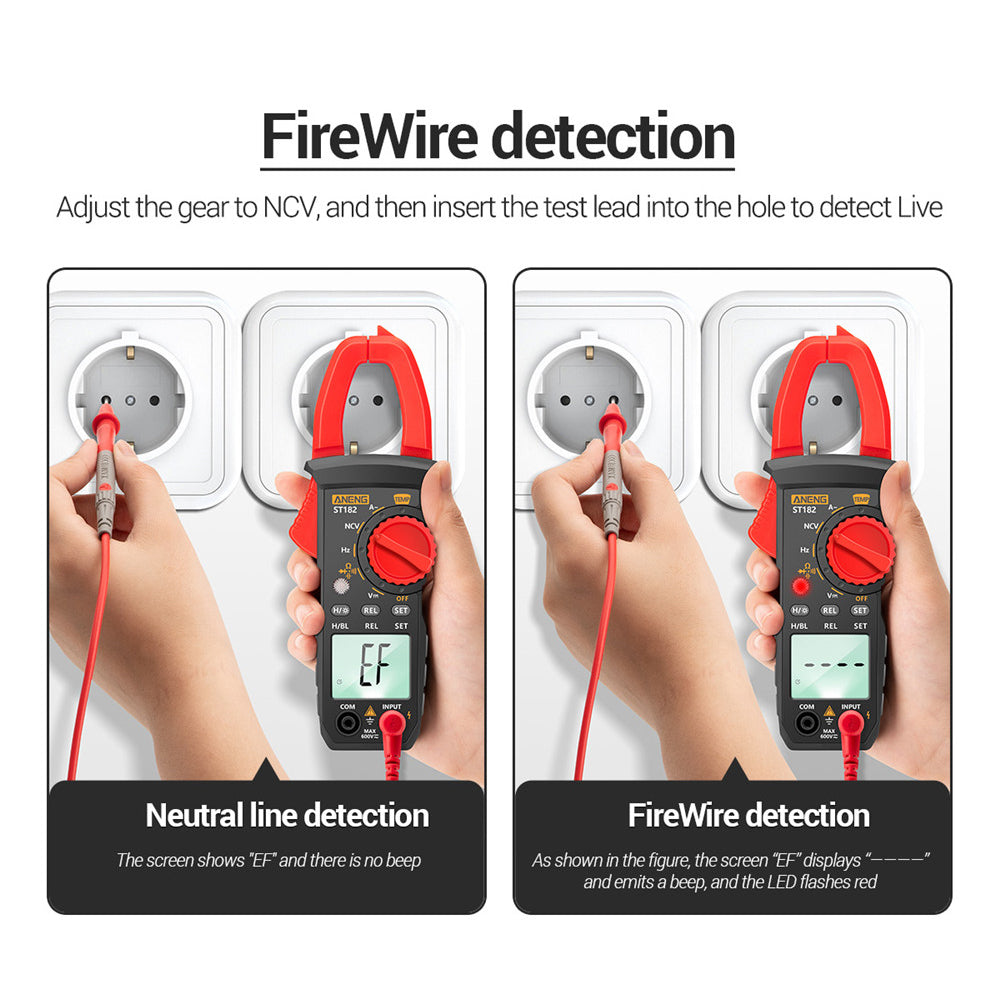 Aneng ST182 Digital Clamp Meter Multimeter DC/AC Current 4000 Counts Ammeter Voltage Tester Car Amp Hz Capacitance NCV Ohm Test Tool