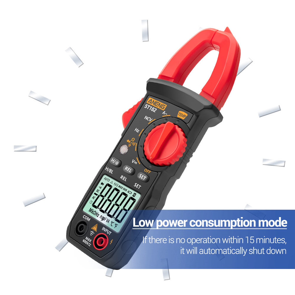 Aneng ST182 Digital Clamp Meter Multimeter DC/AC Current 4000 Counts Ammeter Voltage Tester Car Amp Hz Capacitance NCV Ohm Test Tool